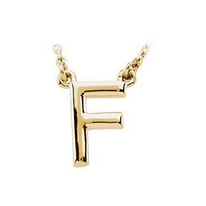 14K Yellow Gold, Kendall Collection, Block Initial F Necklace, 16 Inch